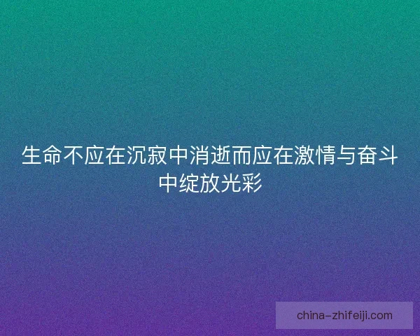 生命不应在沉寂中消逝而应在激情与奋斗中绽放光彩 生命不应在沉寂中消逝而应在激情与奋斗中绽放光彩